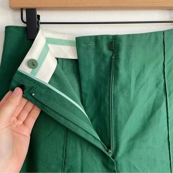 NWT Diane Von Furstenberg High Waisted Skinny Pant Bottle Green Pleated 4 - Picture 6 of 11